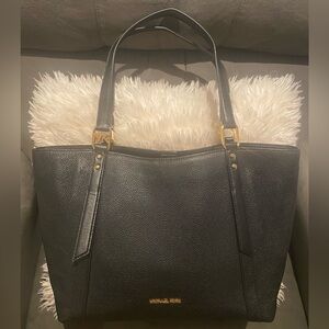 EUC MICHAEL KORS Arlo Large Grab Leather Tote Shoulder Purse BLACK